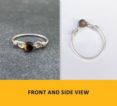 Tiger's Eye fidget ring, Little Reminder anxiety rings, natural stone, mental health gifts, warrior - image4